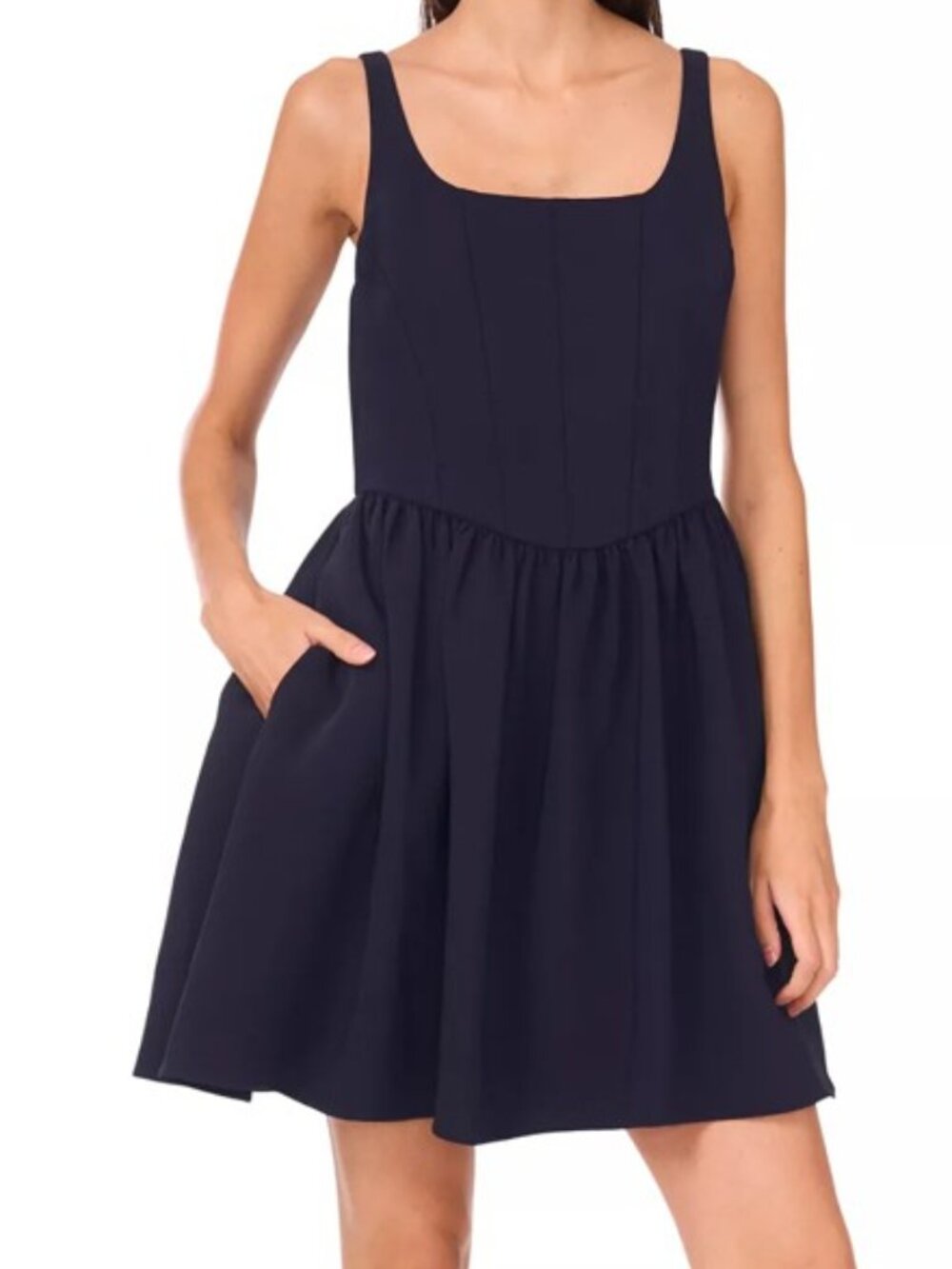 CeCe NWT WOMEN'S SLEEVELESS CORSET BODICE MINI FIT & FLARE DRESS (SIZE L)